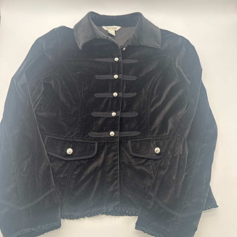 WHITE HOUSE BLACK MARKET Black Velvet Military Blazer Size 8 - Picture 3 of 9